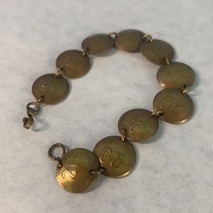 Vintage Brass Coin Bracelet Peru